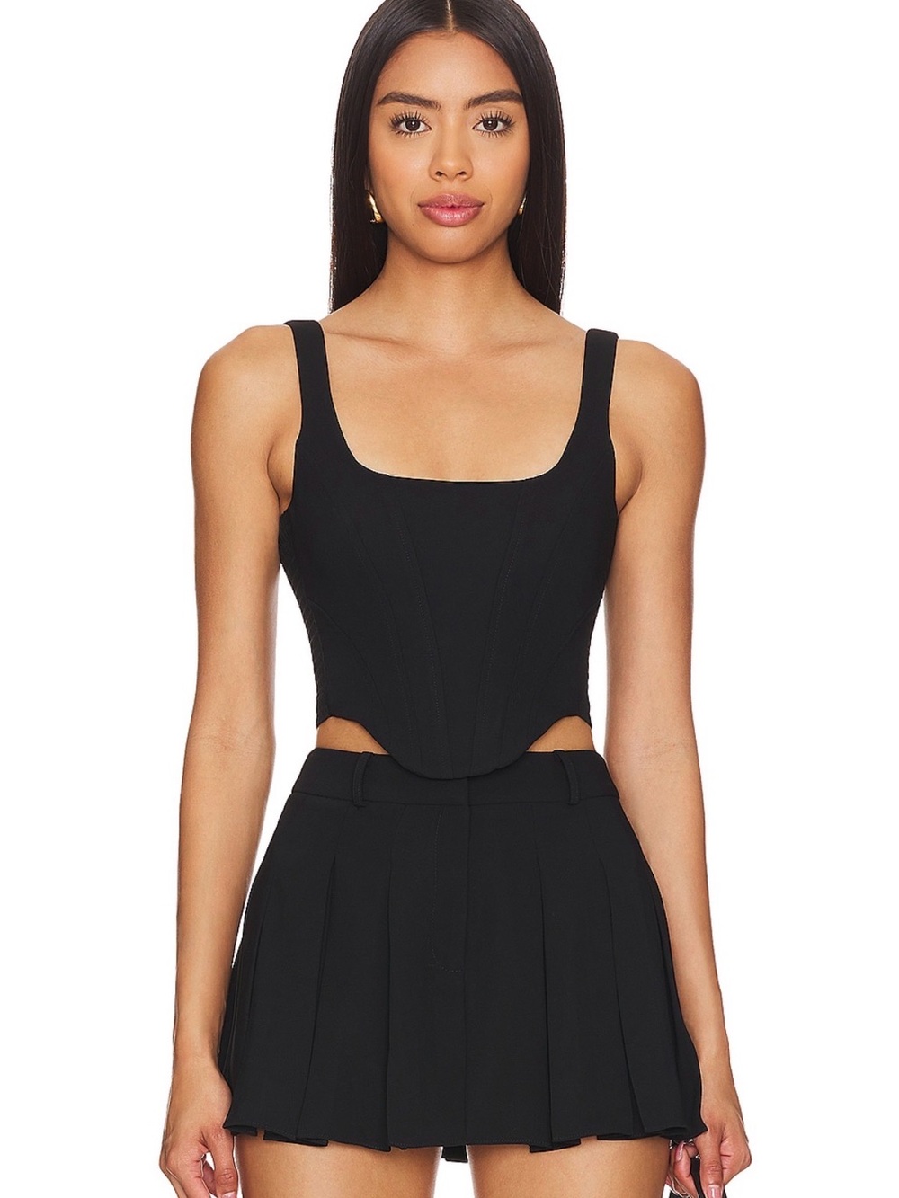 Amanda Uprichard Black Sculpted Corset Bodysuit